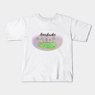 Barbados Island travel, beach, sea and palm trees. Holidays and rest, summer and relaxation Kids T-Shirt